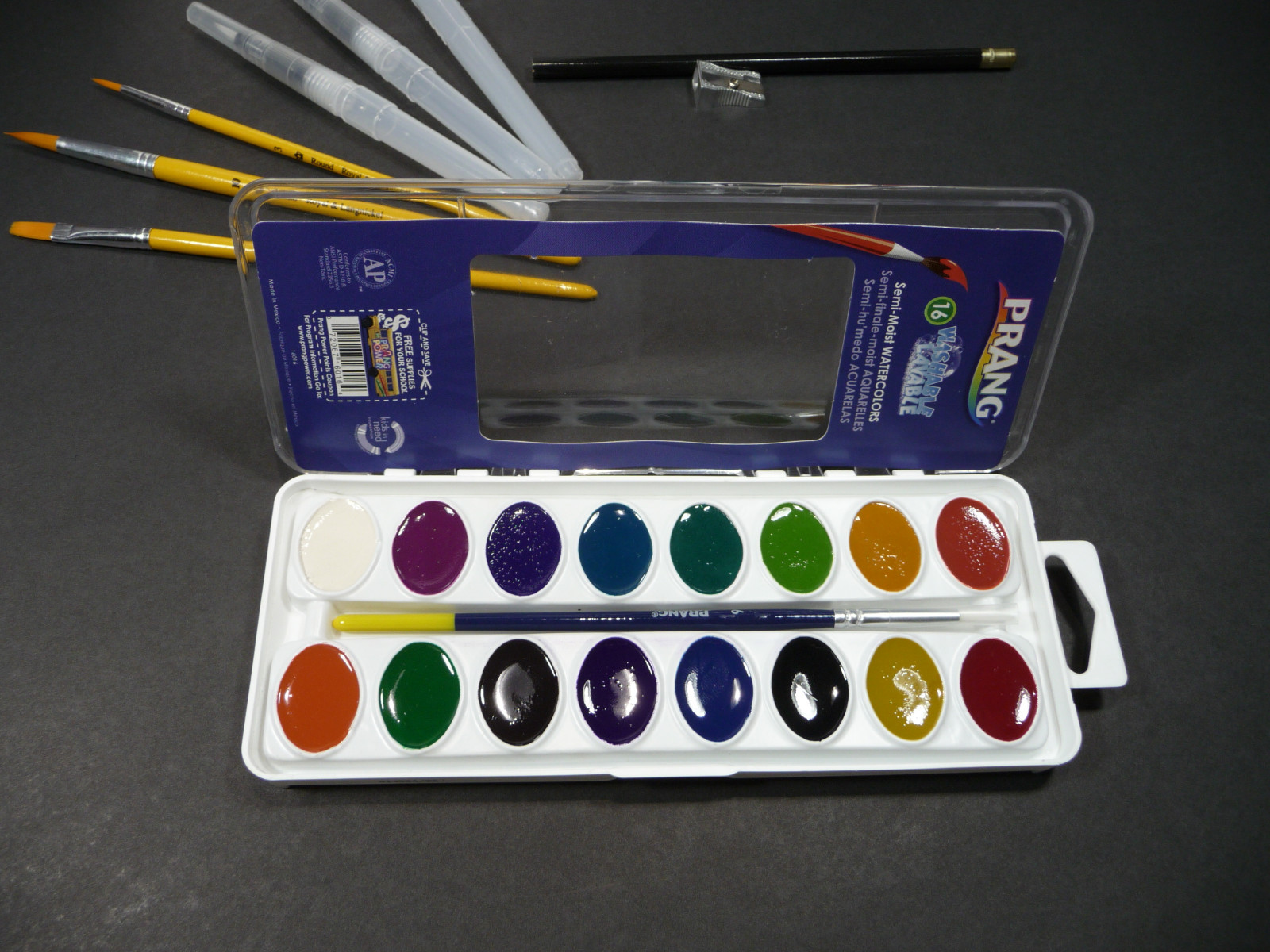 Prang Watercolors 10pc Bundle Starter Set Paints Pad Water Brushes Beginner Kit