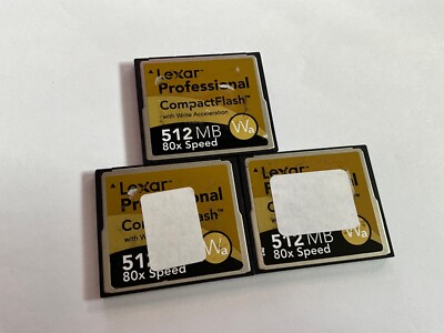 3pcs 512mb Lexar made USA Compactflash  CF I  memory card CF Router, NIKON CANON