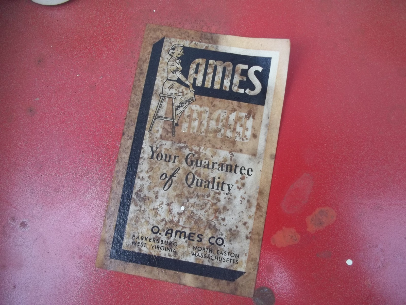 Vtg Ames Maid Not Cosco Painted Metal Kitchen Bar Stool Old Paint 50's 60's