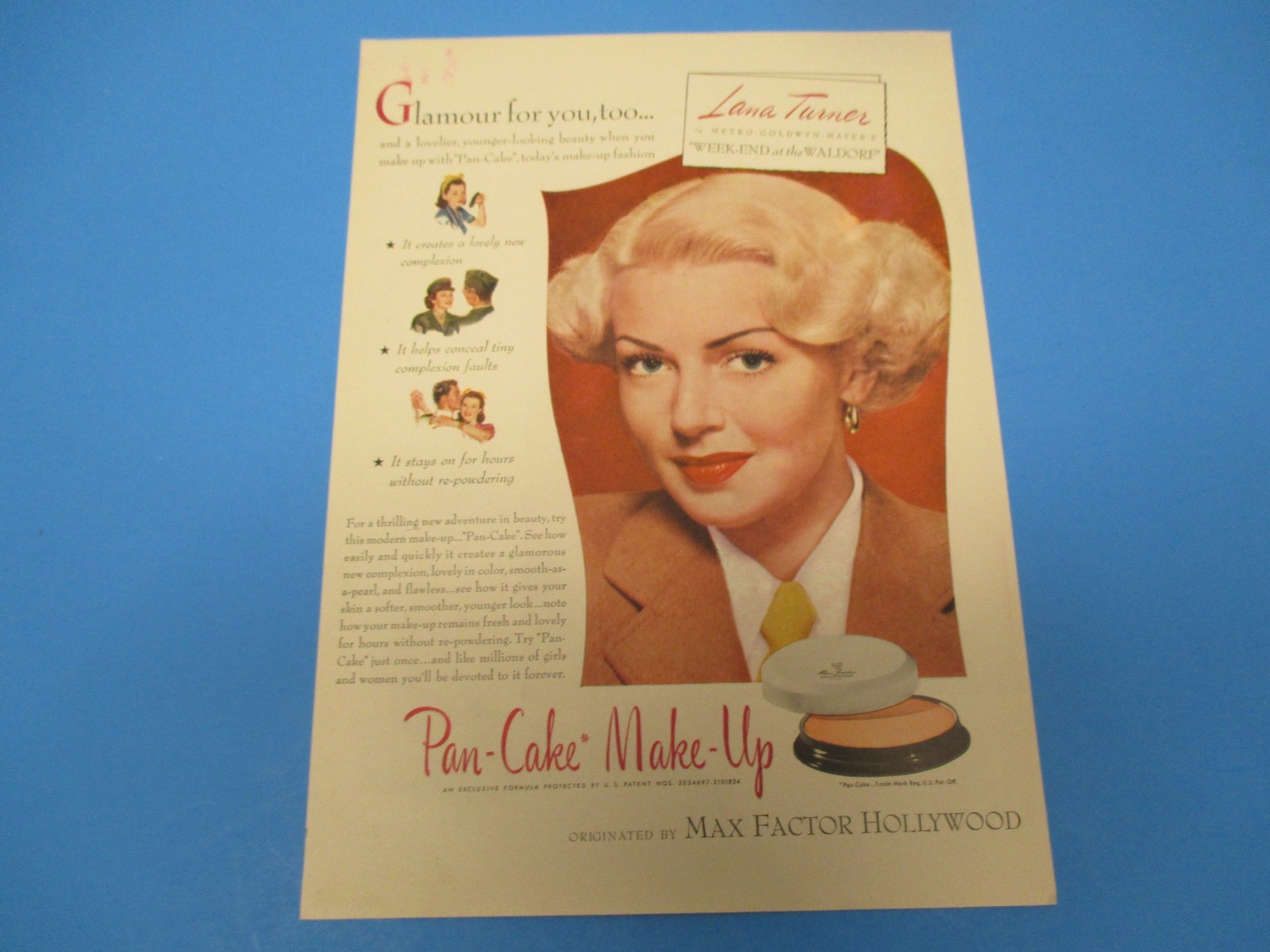 1945 Glamour for you, too.. Pan-Cake Make-up by Max Factor 1945 Glamour for you, too.. Pan-Cake Make-up by Max Factor