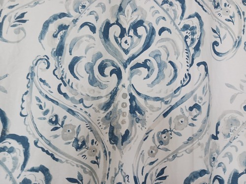 Blue White Gray Print Cotton Blend 70