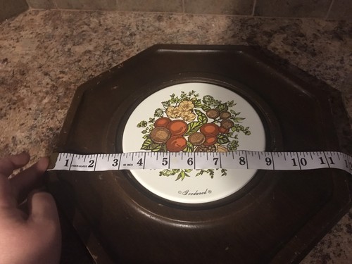 Vintage Goodwood Teek Wood Cheese Ball Tray with Dome & Knife Octagon Shape