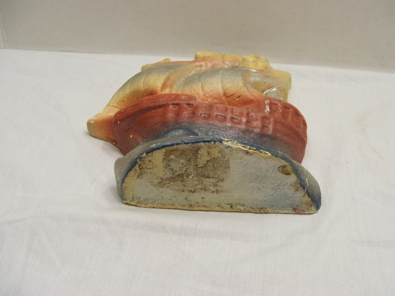 Vintage Carnival Chalkware Chalkart Chalk Prize Souvenir- Ship Boat Lot of 3