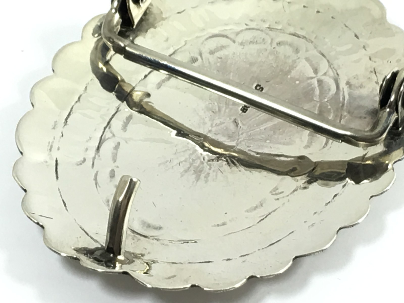 Navajo Sterling Silver Belt Buckle Scalloped Edges Vintage 1613-LNP