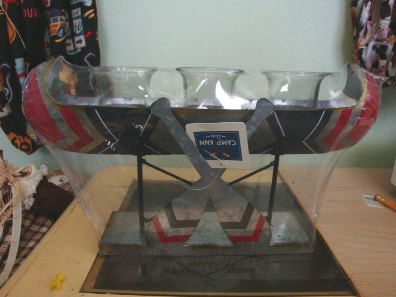 REDUCED New Metal Camp Ann Canoe Candle Holder-Tea Light/Votives-Nautical-Cabin-