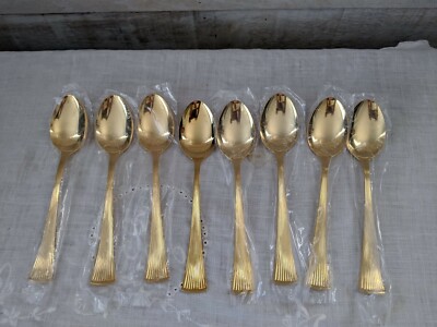 8 pc. GOLDEN ST. MORITZ BARCLAY GENEVE FLATWARE STAINLESS GOLD Soup Spoon Table