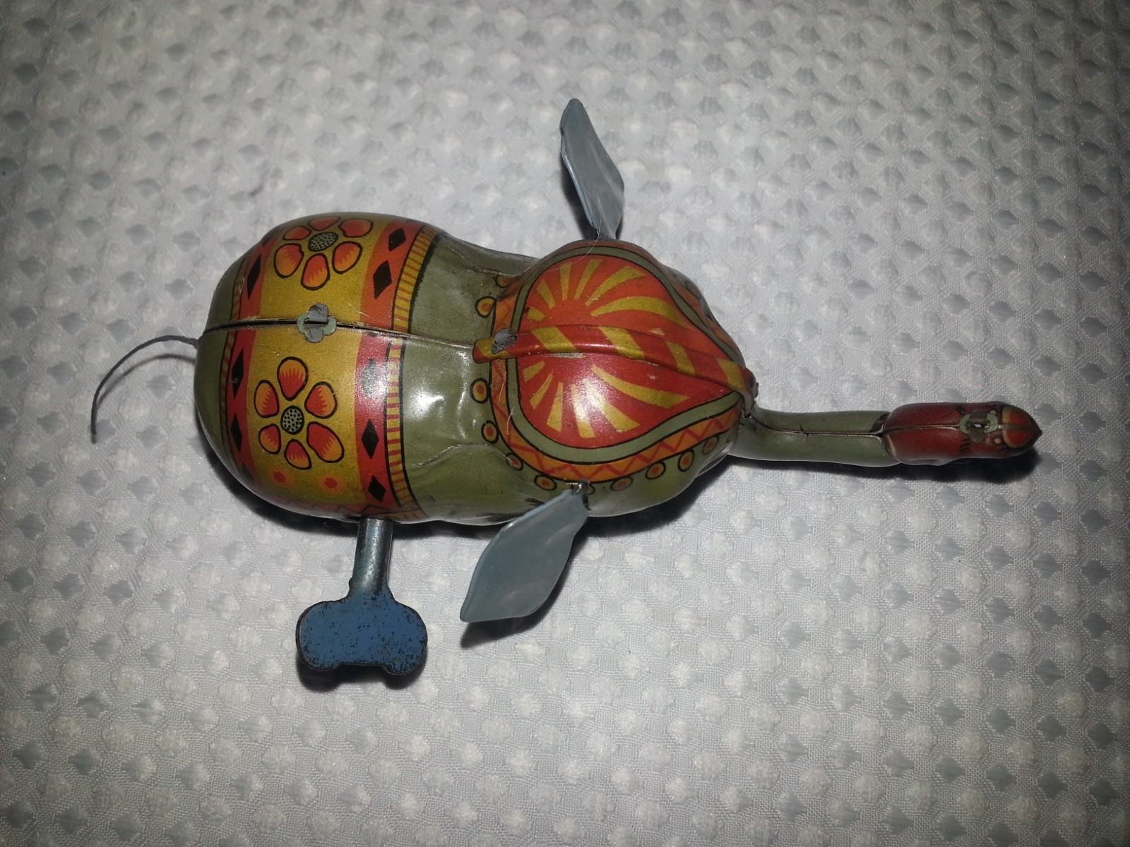 1950's Marusan Japan-CIRCUS ELEPHANT WITH MONKEY-Tin Wind-Up-Wonderful!