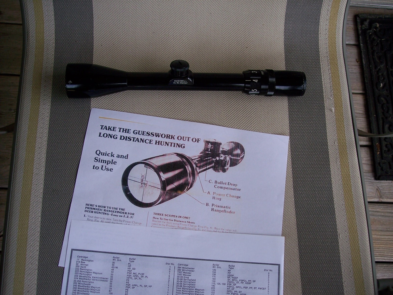 Bushnell Banner 3x9 Rifle Scope W/Prismatic Range Finder BDC