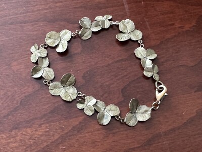 Michael Michaud Clover Hand Patinated Bronze Bracelet 7.5 