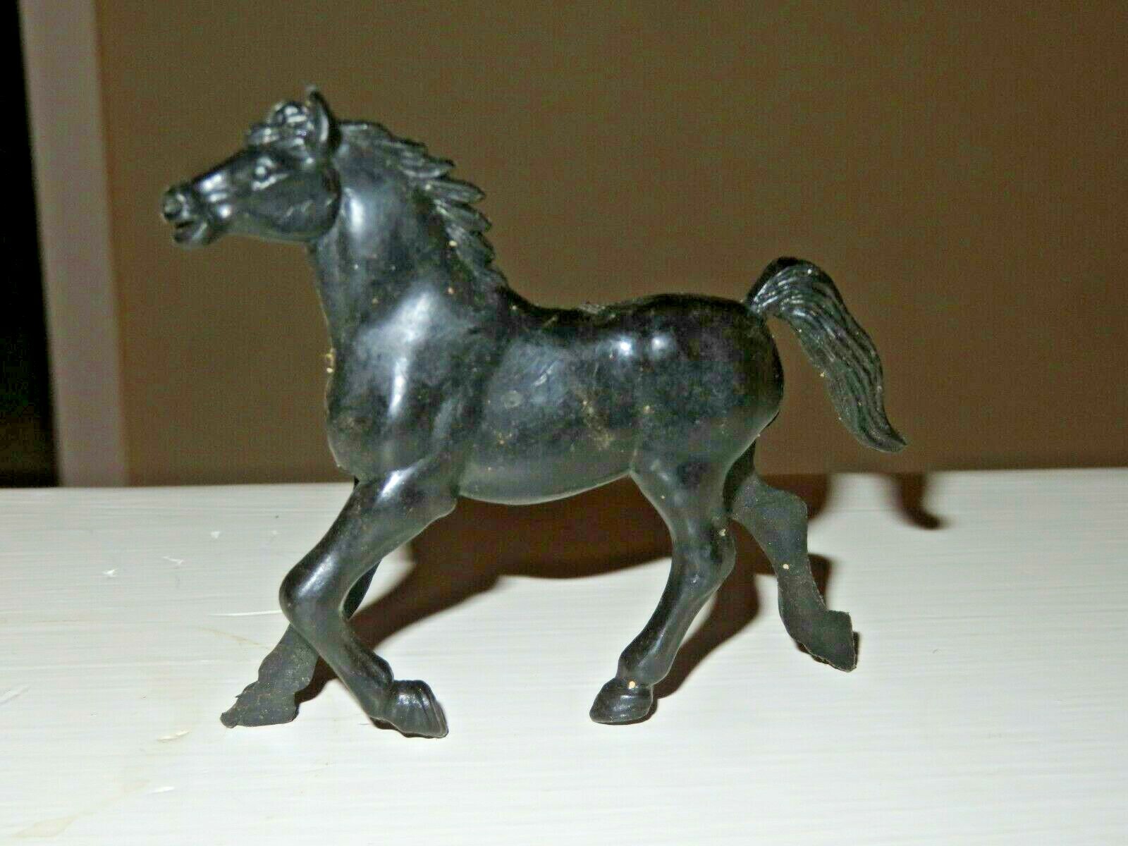 VINTAGE PLASTIC HORSE Black Prancing 3.5