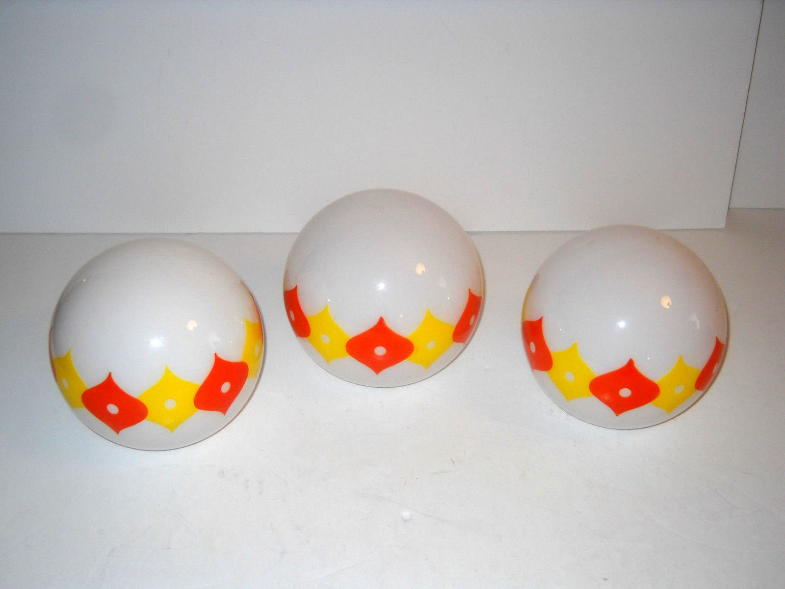3 - 6'' Hand Painted Mid Century Modern White Globe Lamp Shade Glass 3''Fitter