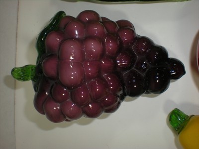 Glass Fruit Vegetables Grapes Banana Pepper Orange Tomato Corn Murano Art style