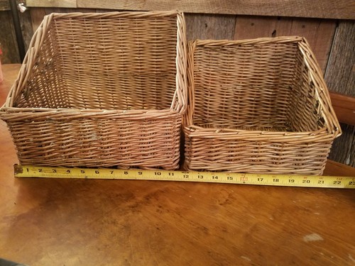 2 wicker baskets square with lower fronts