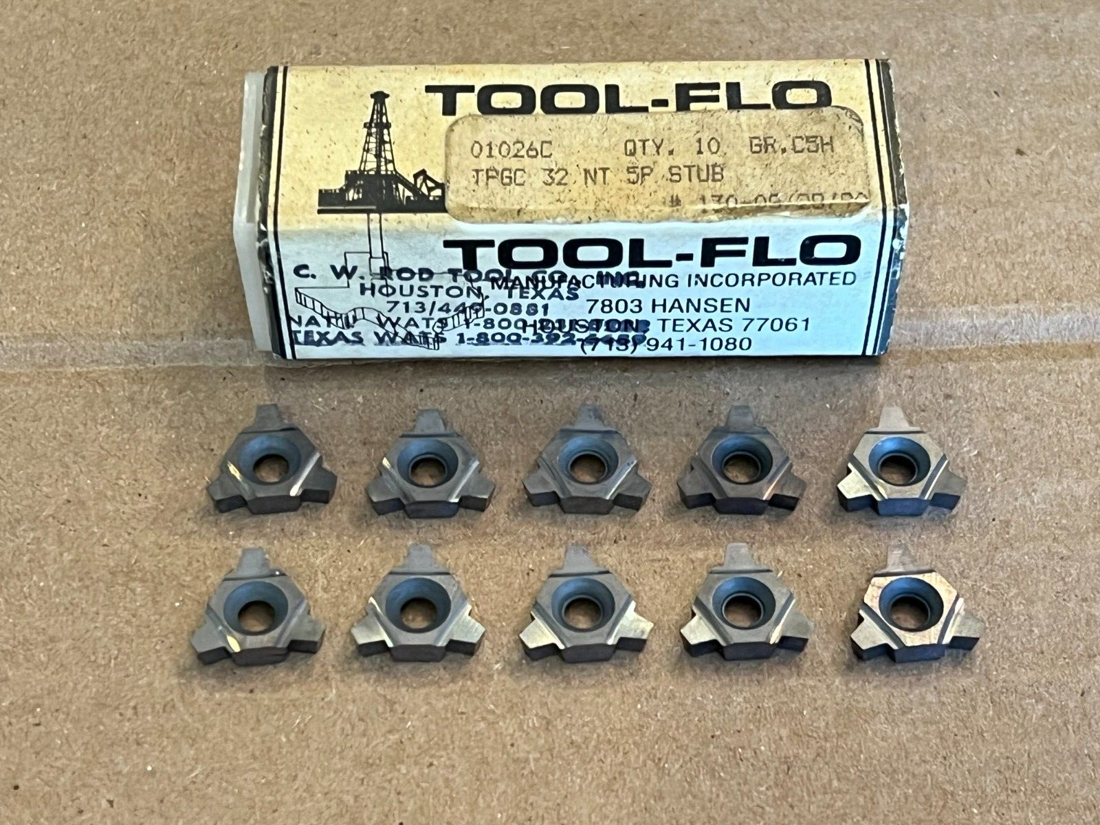 TOOL-FLO Carbide Inserts - TPGC 32 NT 5P STUB C5H - Qty. 10 - NEW!!!