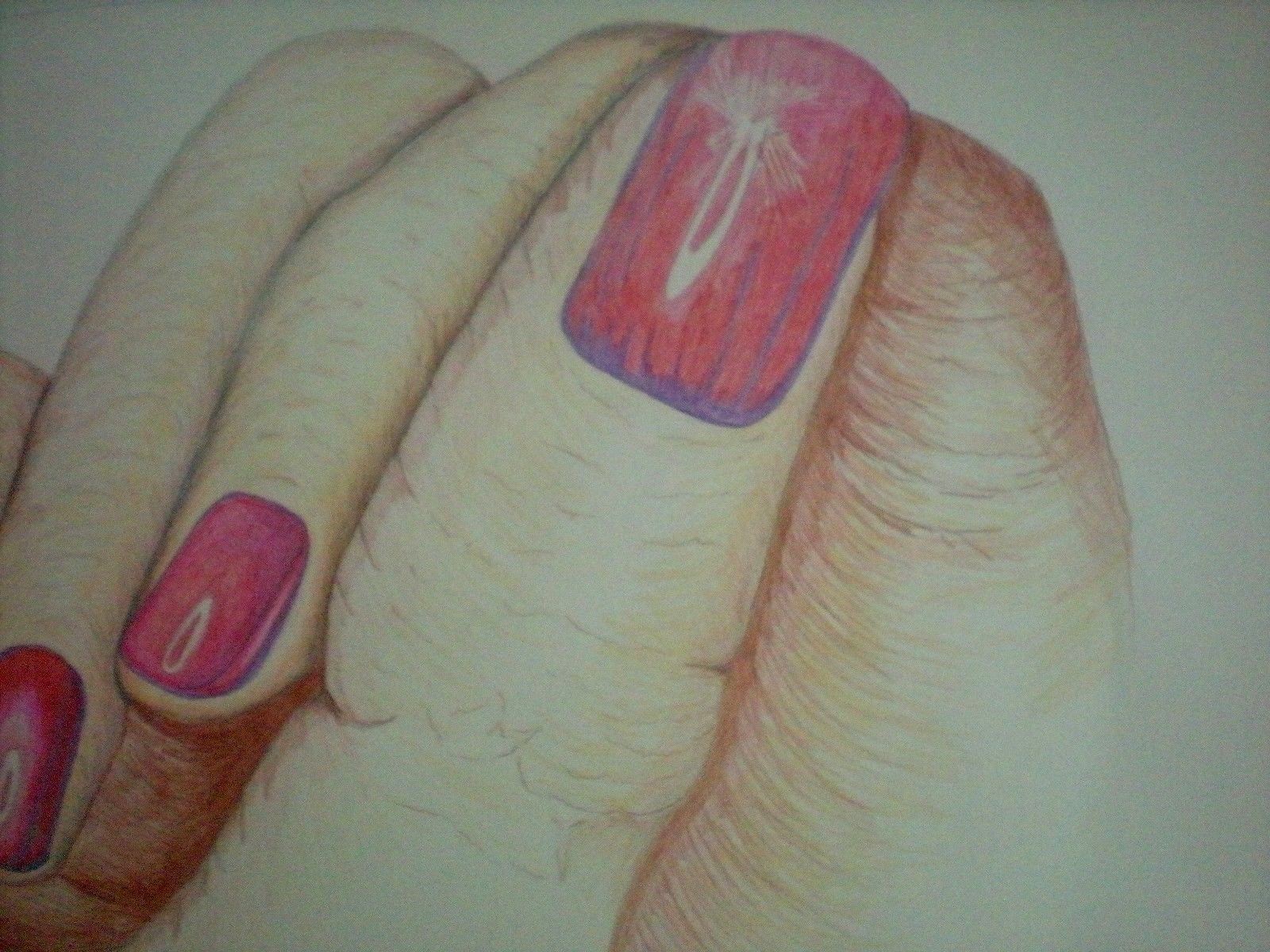 Art Work Original Artist Rendering Manicured Nails Colored Pencil Signed Dated