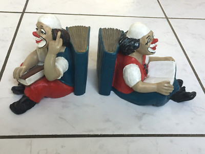 2 Gilde Clowns Buchstützen, Clown Figuren