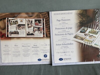 2 Pack Creative Memories 12x12 White Scrapbook Pages and Page Protectors Refill 