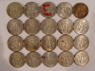 1 Roll of 20 VF+ - Unc 40% Silver Kennedy Half Dollars 1965-1969 Mixed Yrs