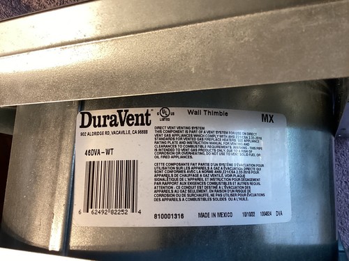 DuraVent 4" x 6” DirectVent Pro Galvanized Wall Thimble #46DVA-WT….NEW