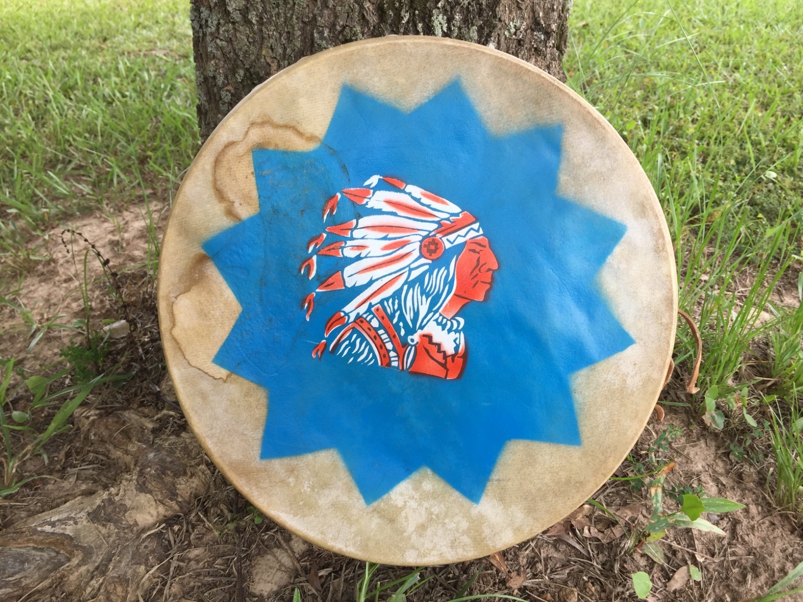 Vintage Indian Drum Rawhide Decor or Toy Drum 12 x 5