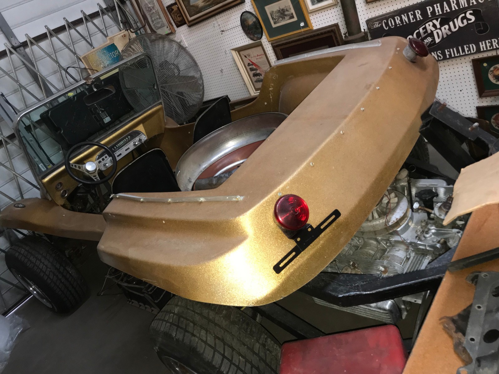 1971 gold vintage dune buggy manix manx style 4 seater project corvair engine