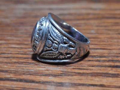 Vintage Vargas Sterling Silver United States Army Ring Signed Sz 10.5