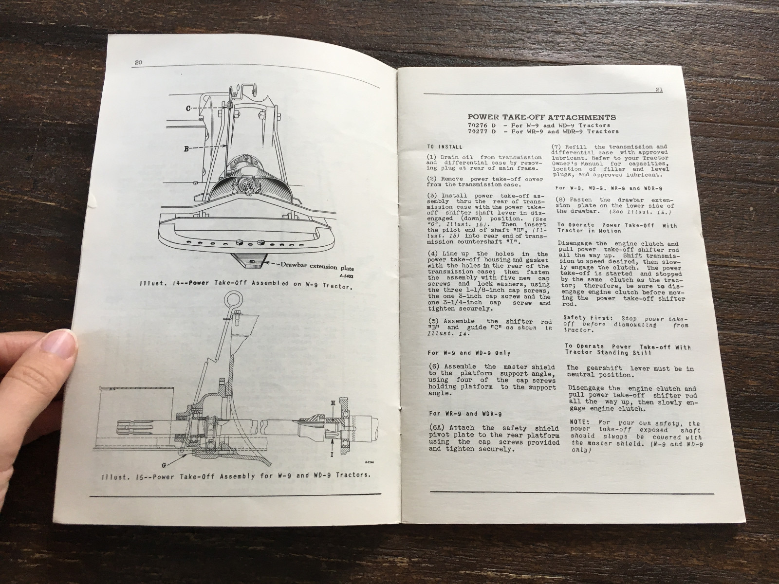 IHC W-9 Series Antique Tractor Manual Special Attachments John Deere Oliver Case