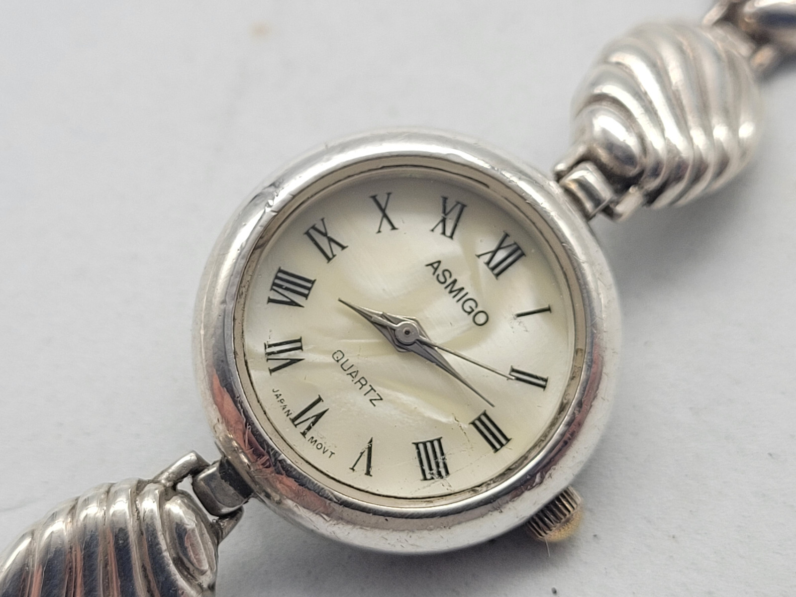 ASMIGO STERLING SILVER SILVER DIAL QUARTZ LADIES WATCH