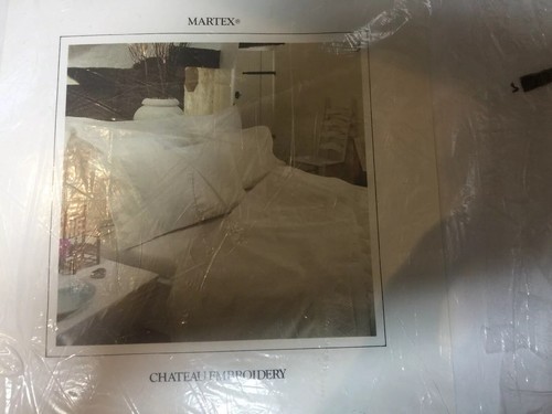 Vtg NIP Martex Luxury Percale Sheet Set QUEEN SIZE. CHATEAU EMBROIDERY.