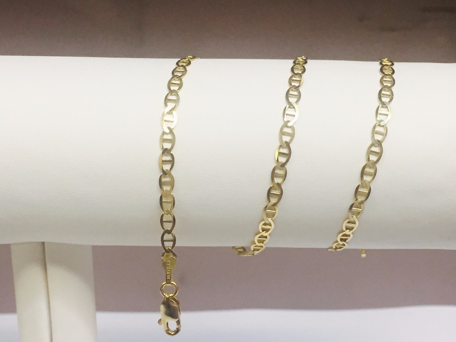 Pre-owned R C I 10kt Solid Yellow Gold Anchor Mariner Link Chain/necklace 3.2 Mm 22" 4 Grams In No Stone