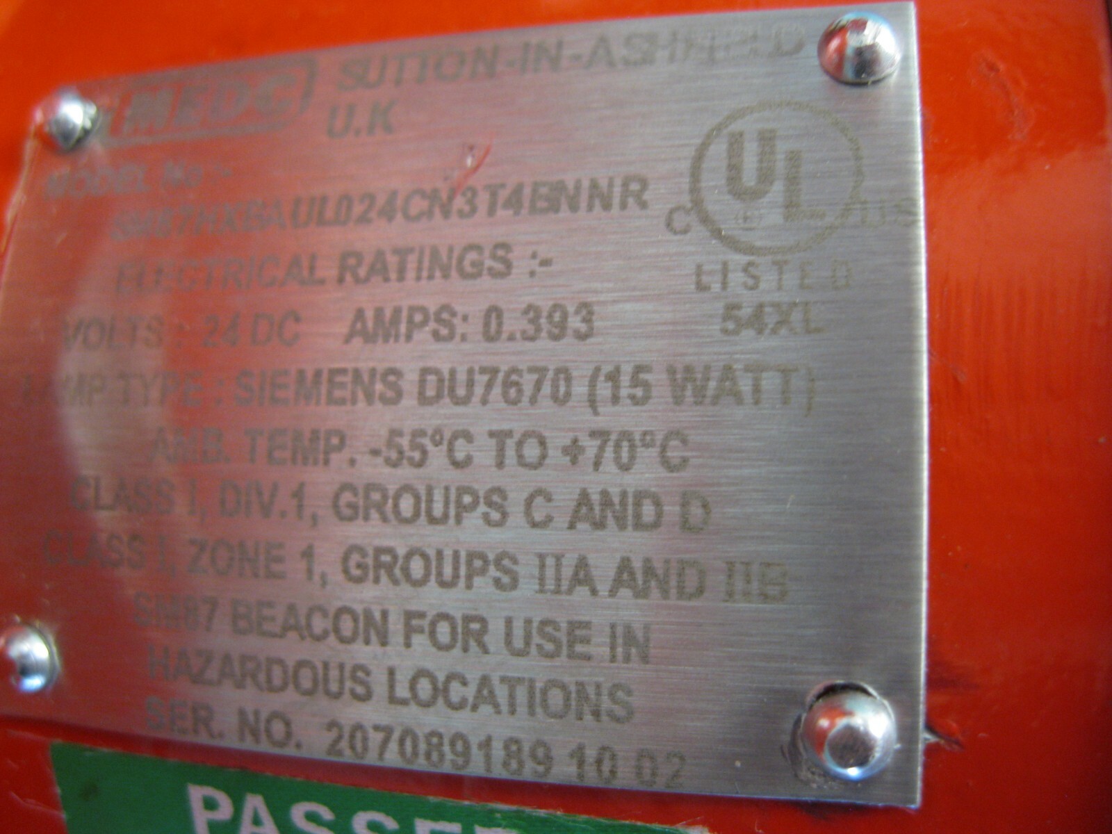 MEDC Cooper DB1 Sounder SM87HXB Strobe Alarm System NEW P25 (2469)