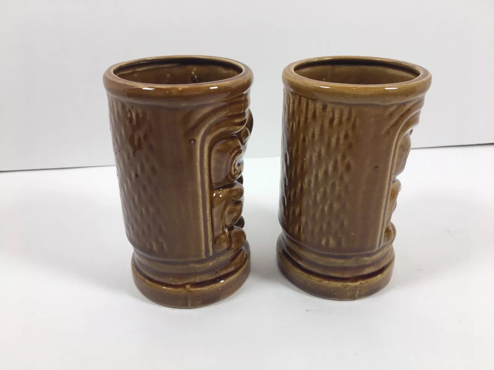 Tiki Hawaiian Glasses Mugs 2 Cups Orchids Of Hawaii Japan R-91 Vintage