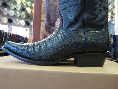 Pre-owned Los Altos Boots Los Altos Women Black Genuine Snip Toe Crocodile Western Cowboy Boot (m) L341977