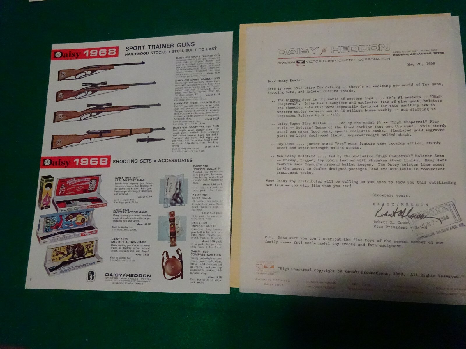 Vintage 1968 Daisy High Chaparral TV series toy catalogue