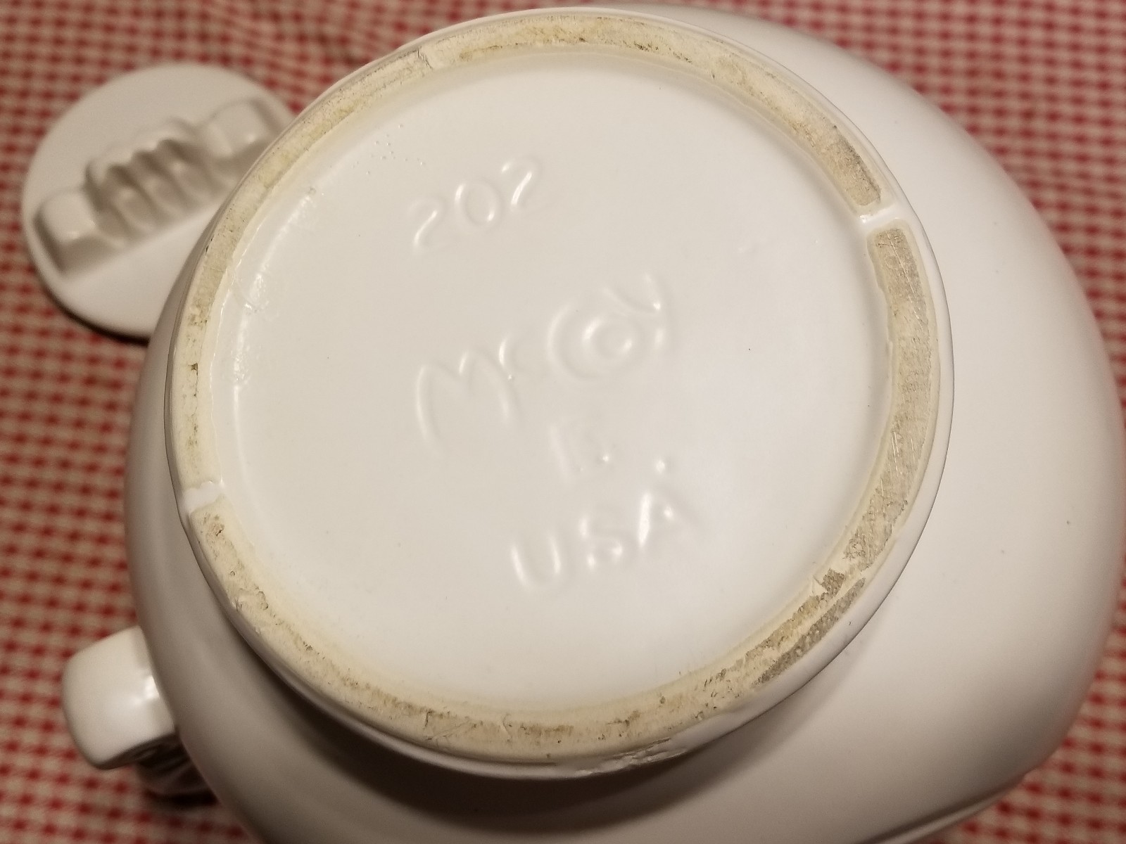 Rare Vintage McCoy Pottery 202 Large Heavy Lidded Pitcher Delft Blue Design