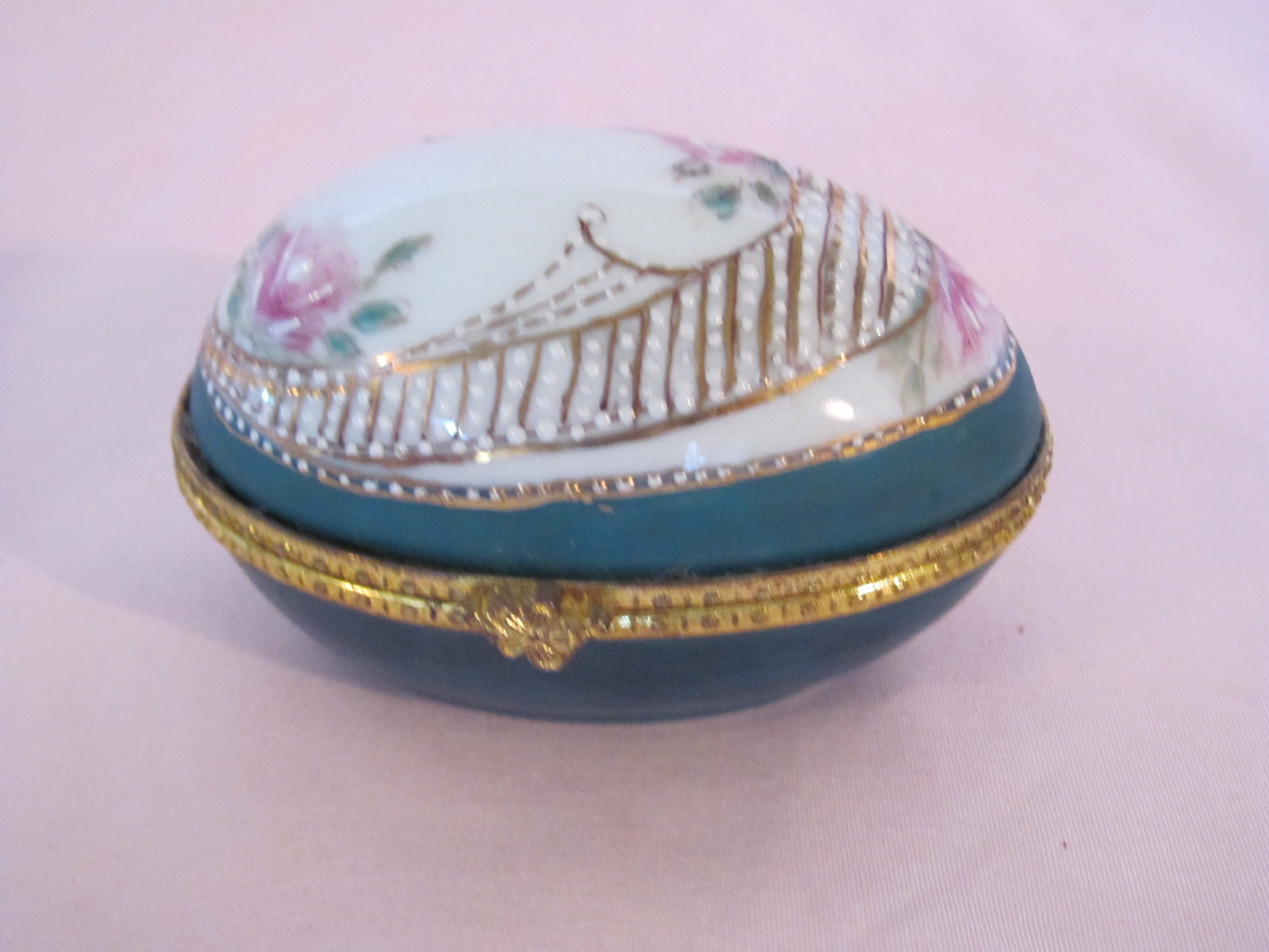 Vintage Hand Painted Egg with Perfume Bottle Trinket Box