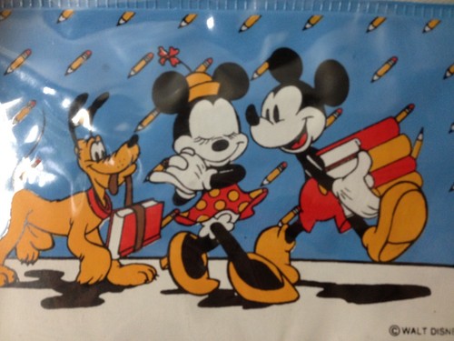 Vintage Mickey N Minnie Stationary Set Pencil Case Ruler Eraser Sharpener Disney