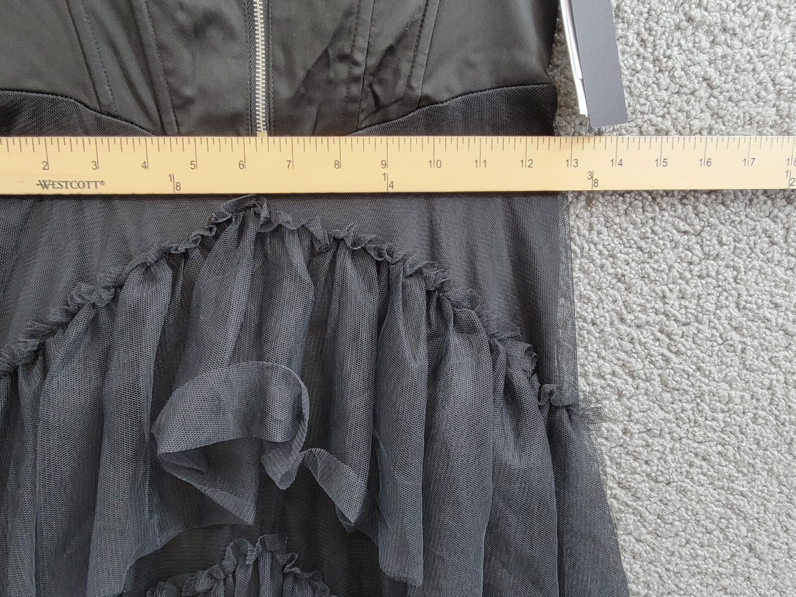 City Studio Corset Top Sweetheart-Neck Tiered-Mesh Gown Juniors' 3/4 Black Zip - Picture 6 of 17