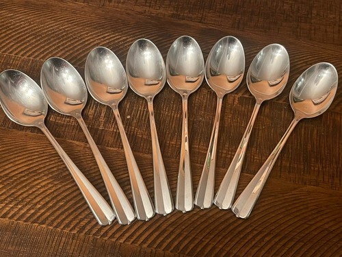 Oneida USA Gala Impulse Stainless Glossy Soup Spoons Vintage set of 8