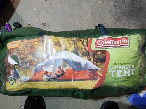 Coleman Olympic Canvas Tent 10×8 No Poles Or Stakes! Body Only- Vtg Coleman Springbar Classic