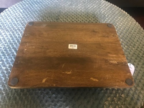 Rectangular Wood Tray with Black Metal Handle