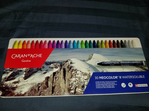 Caran Dache Neocolor II Watersoluble Wax Oil Crayon Pastels Art Sketch Set Of 30