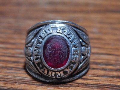 Vintage Vargas Sterling Silver United States Army Ring Signed Sz 10.5