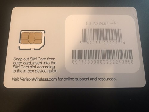 Verizon Wireless 4G LTE Certified MICRO SIM Card 3FF - BULKSIM3FF
