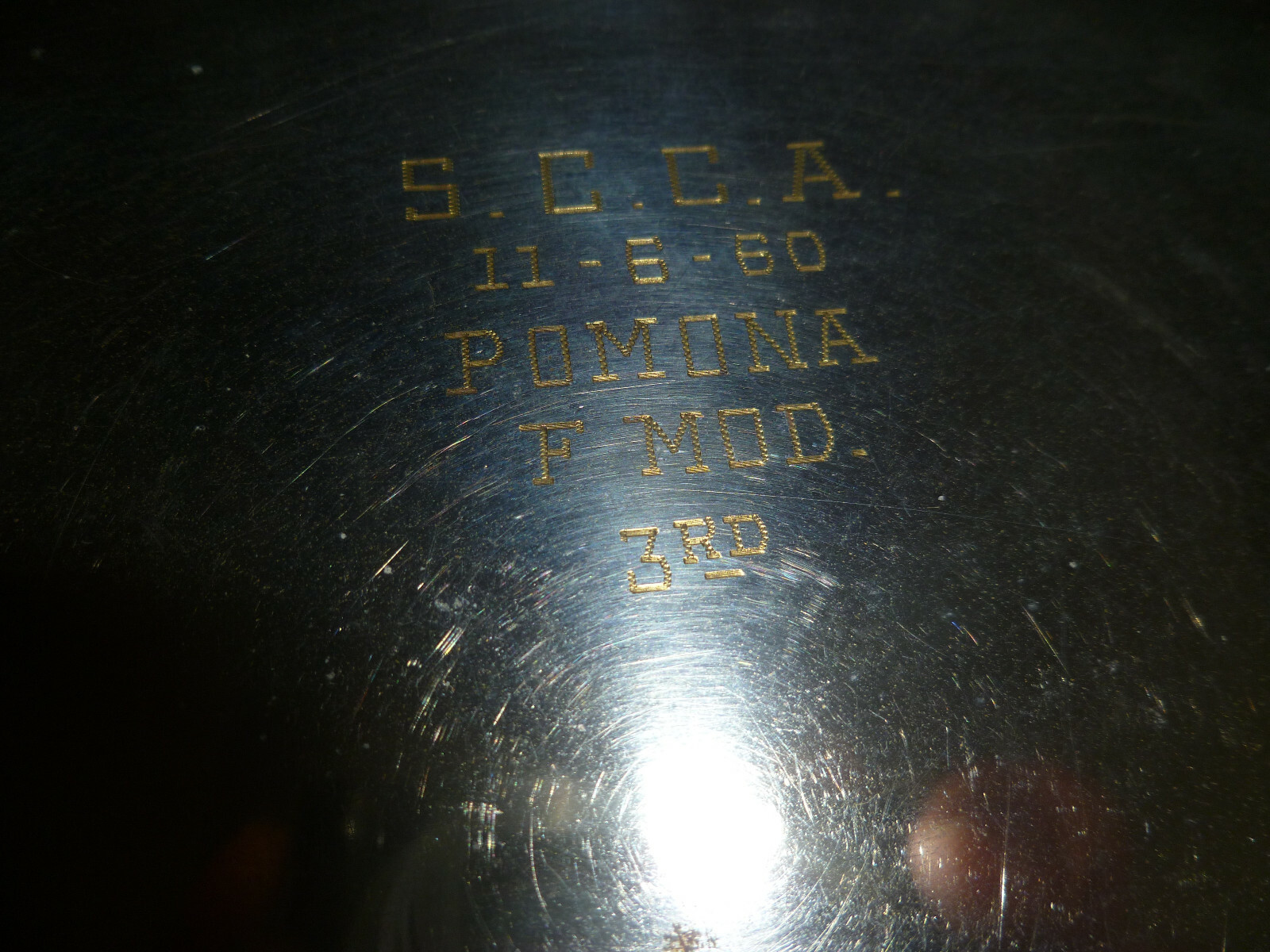 1960 Pomona Trophy Plate-3rd Place to Steve Herrick Porsche 718 RSK Spyder