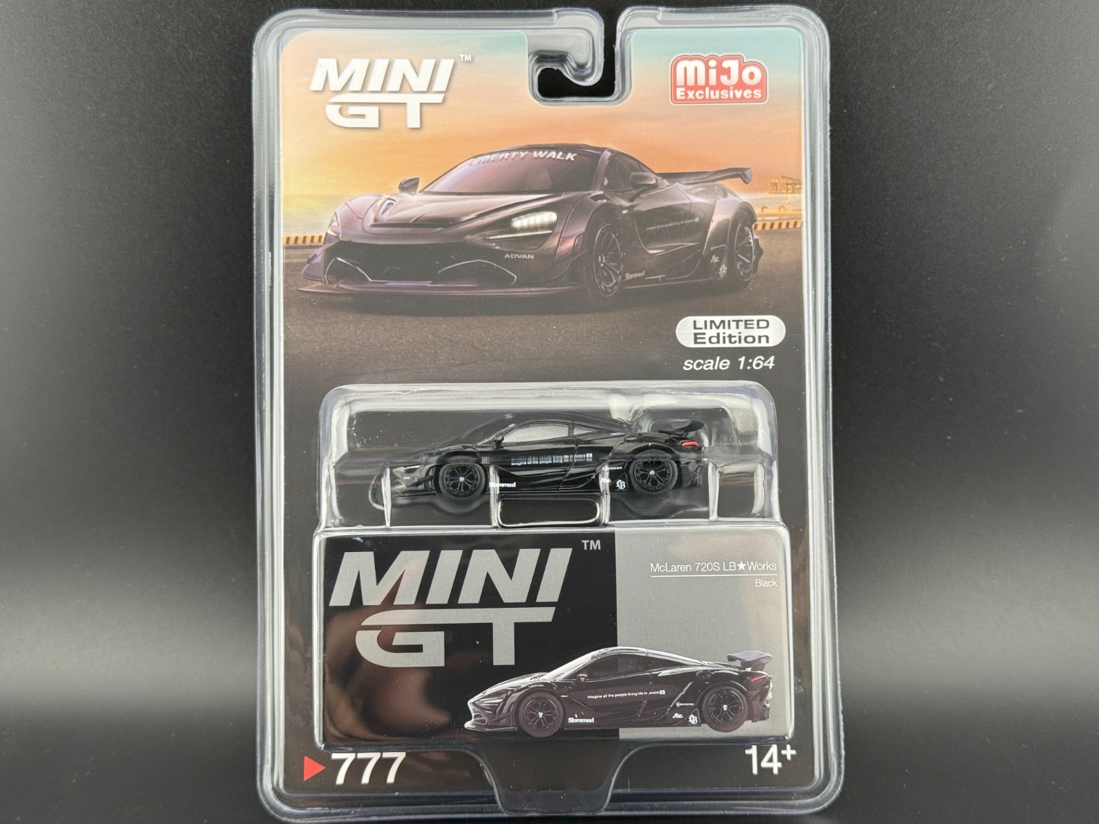 MINI-GT 1/64 McLaren 720S LB★Works Black Preorder] Mini GT 1:64 McLaren 720S LB Works Black MGT00777