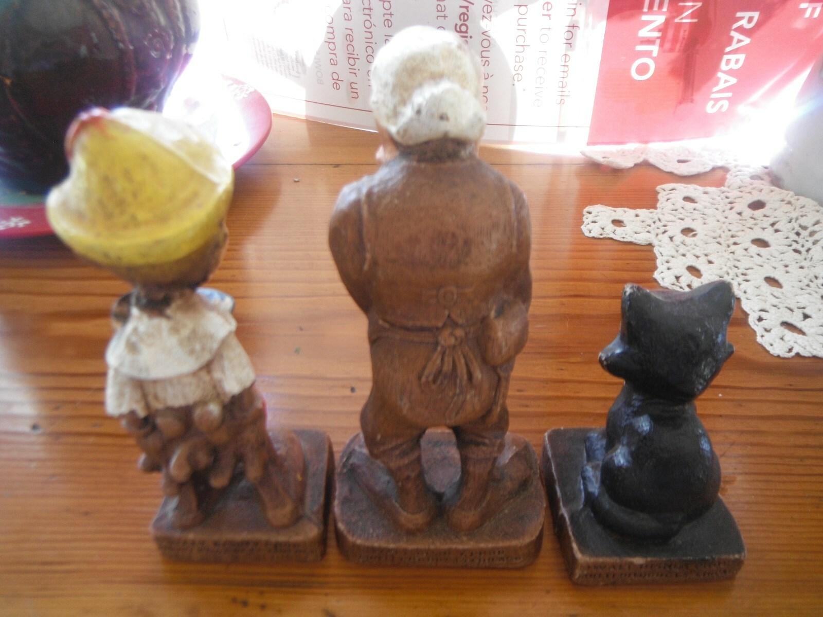 Vintage 1940's Disney Figurines Painted Geppetto Pinocchio and Figaro