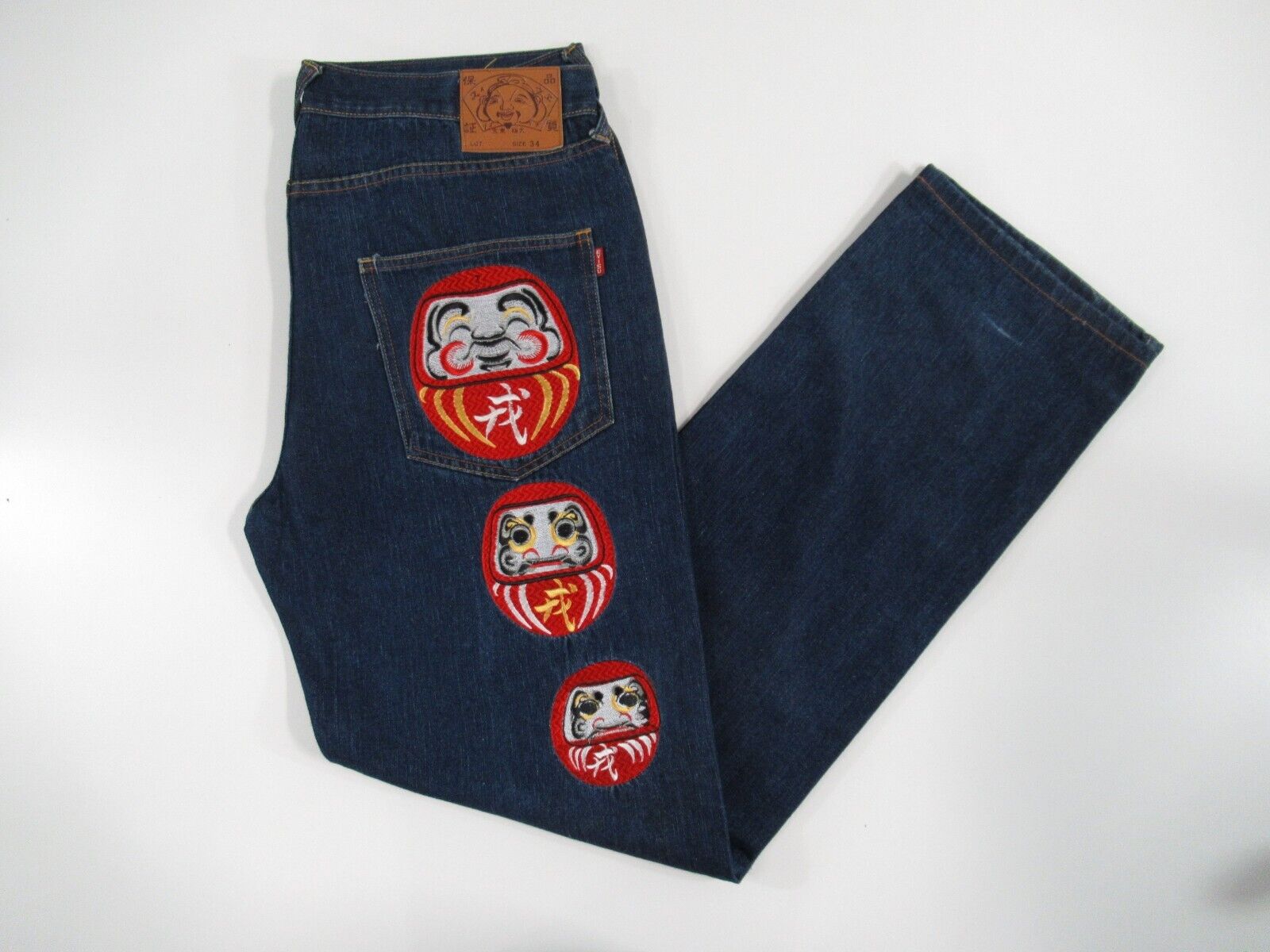 Evisu Men's Embroidered Baggy Jeans Tag Size 34 Measured Evisu Men's Embroidered Baggy Jeans Tag Size 34 Measured