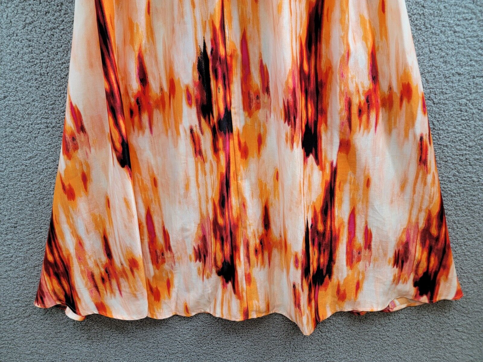 DKNY Printed Satin Strappy Halter Maxi Dress Women's S Orange Blossom Back Tie - Picture 4 of 16