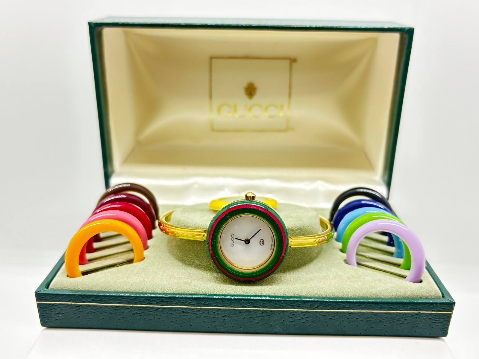 希少★GUCCI グッチ Vintage 1100 Series Watch Near Mint w/Box] GUCCI 1100-L Change Bezel Watch 12 Colors